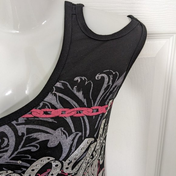 COOGI Black One Shoulder LIVE SEXY Chains Rhinestone Studs Maxi Dress - S* NWT - Picture 7 of 15